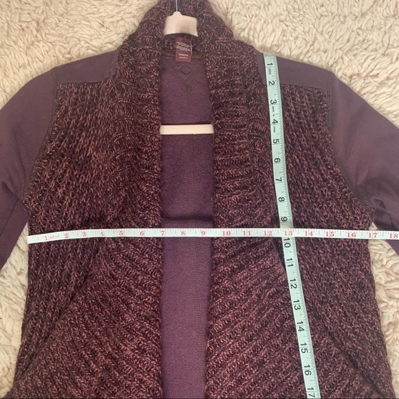 NWOT Prana Demure Eggplant Knit Open Front Draped Cardigan - Picture 15 of 15